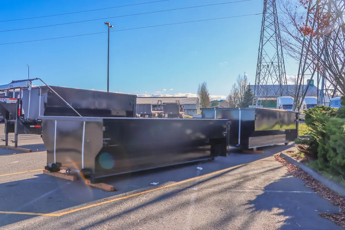 Roll-off dumpster ready for waste disposal at job site for Construction Dumpster Rental in Marshalltown
